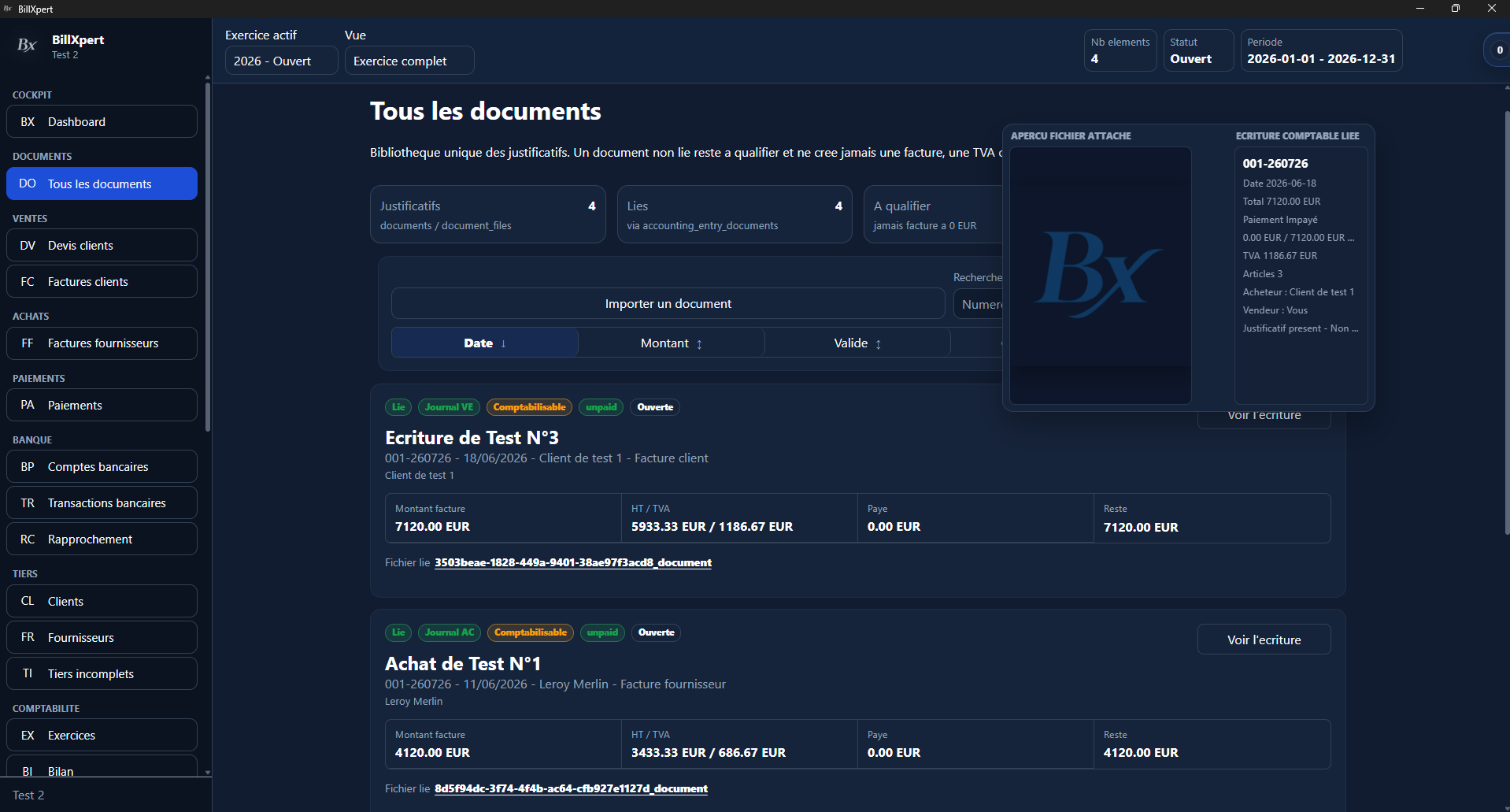 Bibliothèque de documents BillXpert